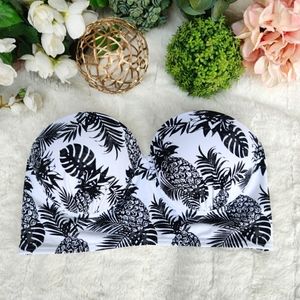 NEW Strapless pineapple floral print bandeau top